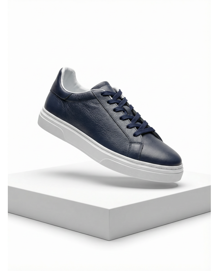 Cravate.tn | Sneakers Cuir bleu marine - Izem