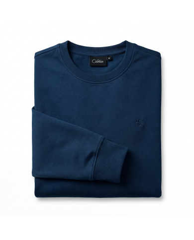 Cravate.tn | Pull col rond en coton - Bleu Indigo