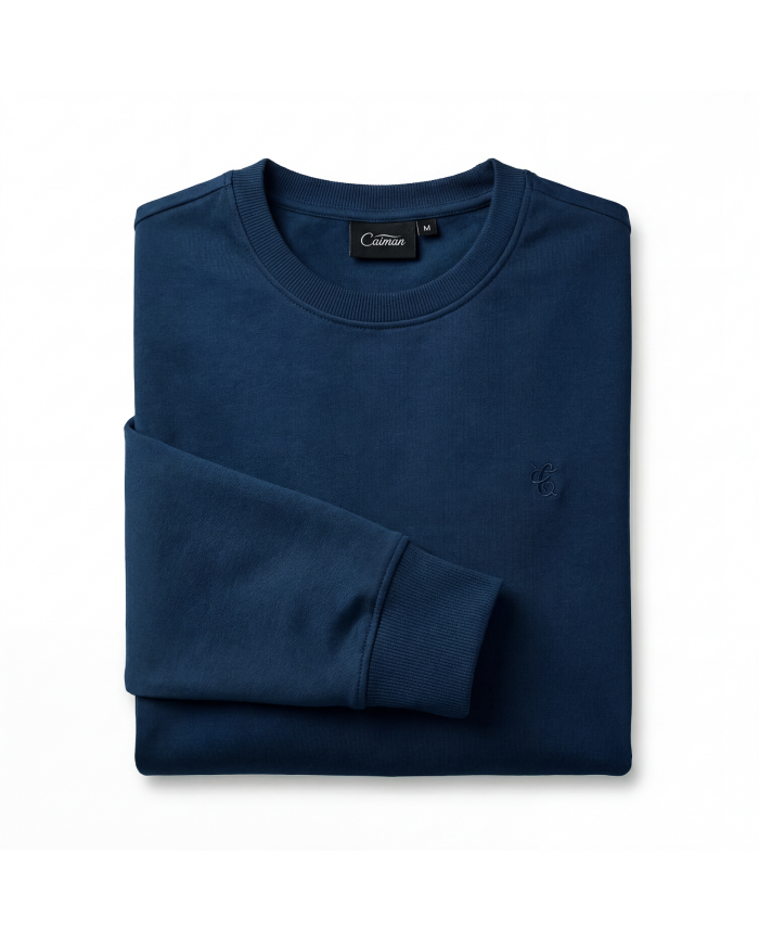 Cravate.tn | Pull col rond en coton - Bleu Indigo