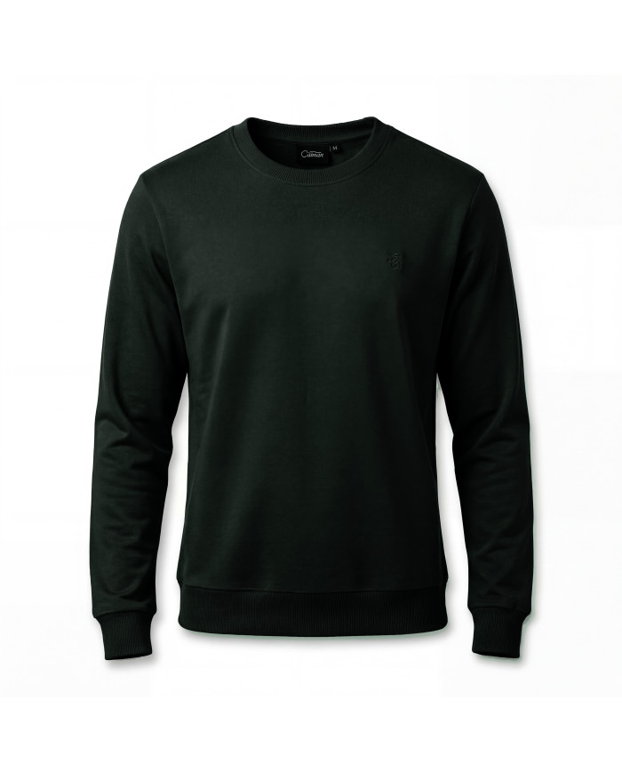 Cravate.tn | Pull col rond en coton - Vert foncé