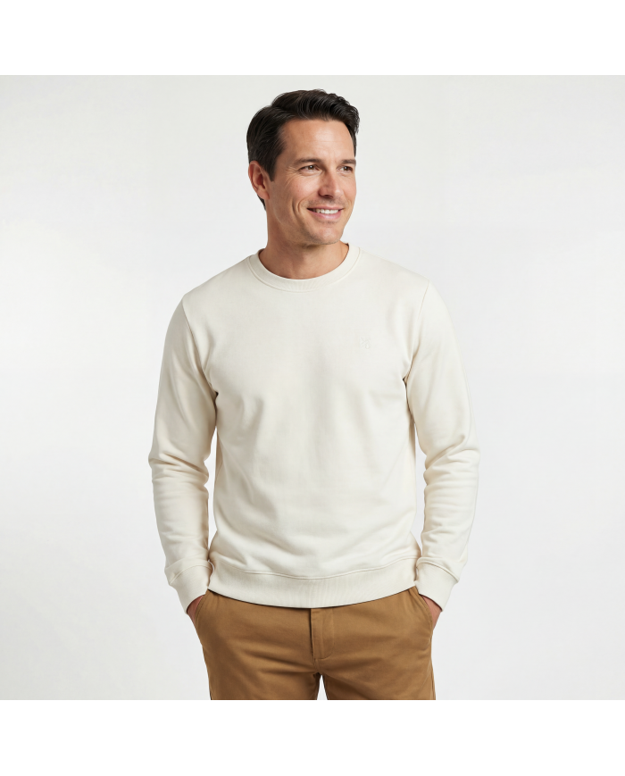 Cravate.tn | Pull col rond en coton - écru