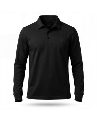Cravate.tn | Polo manche longue en coton - Noir