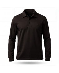 Cravate.tn | Polo manche longue en coton - Marron foncé