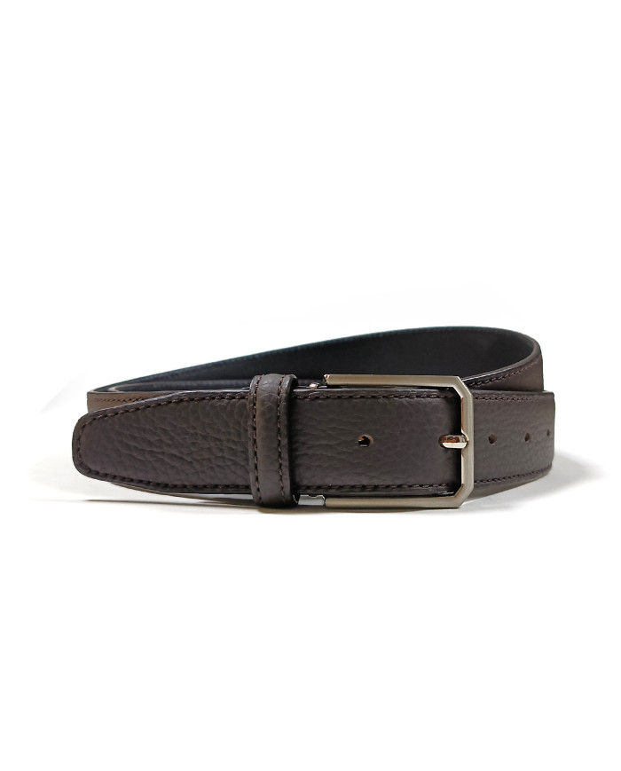 Cravate.tn | Ceinture Cuir grainé : Marron foncé