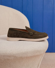 Mocassin homme en nubuck vert foncé