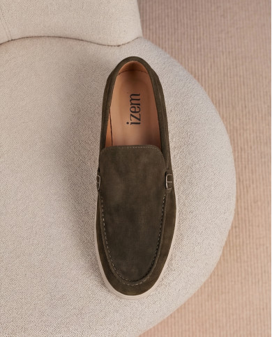 Mocassin homme en nubuck vert foncé