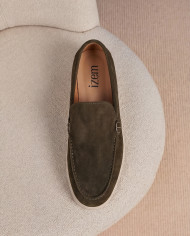 Mocassin homme en nubuck vert foncé