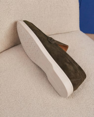Mocassin homme en nubuck vert foncé