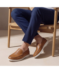 Cravate.tn | Mocassin en cuir sans lacets Camel