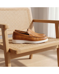 Cravate.tn | Mocassin en cuir sans lacets Camel