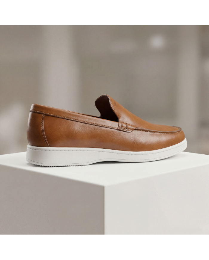 Cravate.tn | Mocassin en cuir sans lacets Camel
