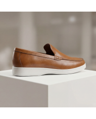 Cravate.tn | Mocassin en cuir sans lacets Camel