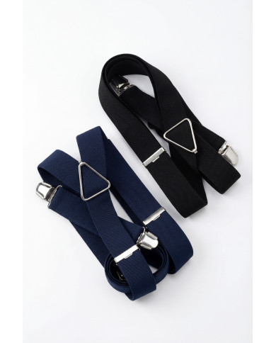 Cravate.tn | Pack 2 Bretelles noir et bleu marine uni