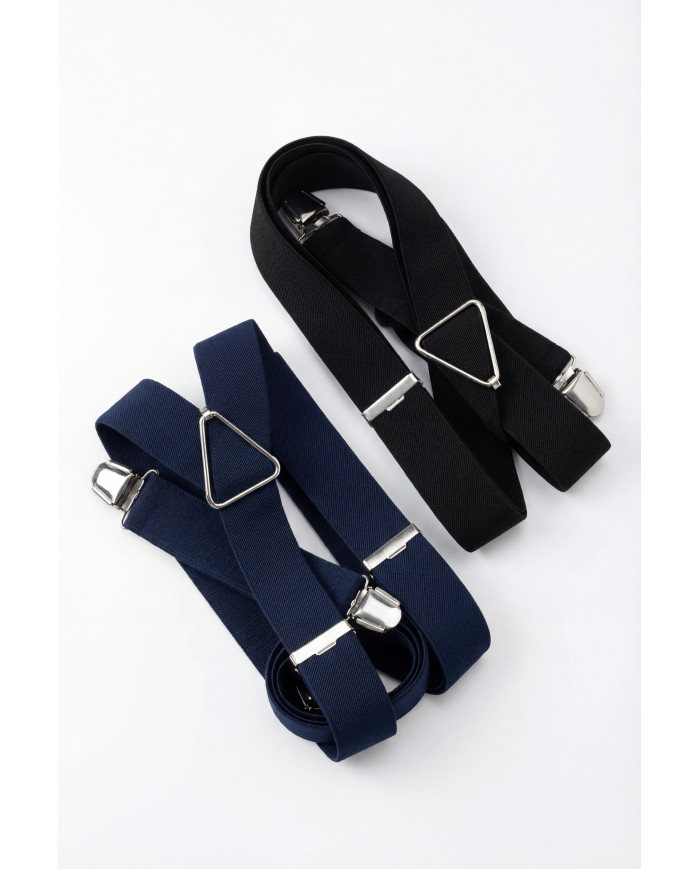 Cravate.tn | Pack 2 Bretelles noir et bleu marine uni