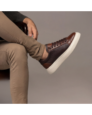Cravate.tn | Sneakers Cuir Marron