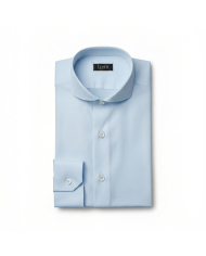Chemise Col italien en popeline stretch - Bleu Ciel
