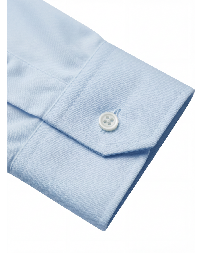 Chemise Col italien en popeline stretch - Bleu Ciel