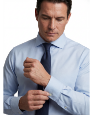 Chemise Col italien en popeline stretch - Bleu Ciel