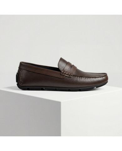 Mocassin Cuir : marron grainé