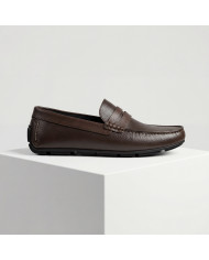 Mocassin Cuir : marron grainé