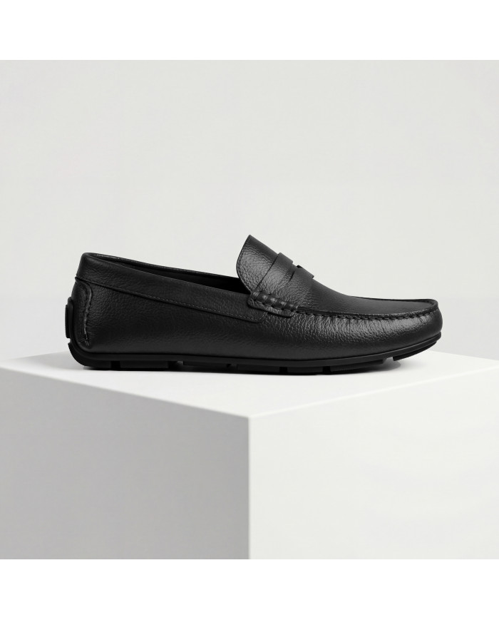 Mocassin Cuir : noir grainé