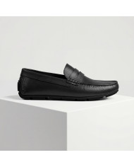 Mocassin Cuir : noir grainé