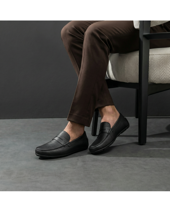 Mocassin Cuir : noir grainé