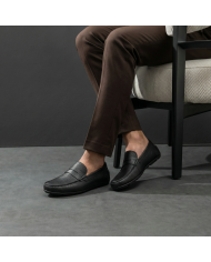 Mocassin Cuir : noir grainé
