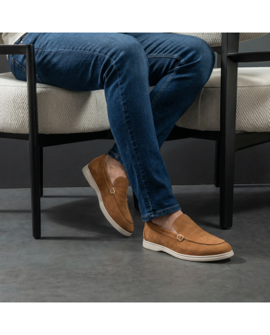 Mocassin homme en nubuck camel