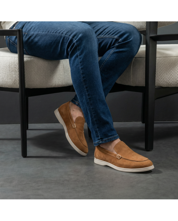 Mocassin homme en nubuck camel