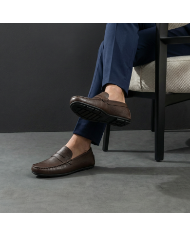 Mocassin Cuir : marron grainé