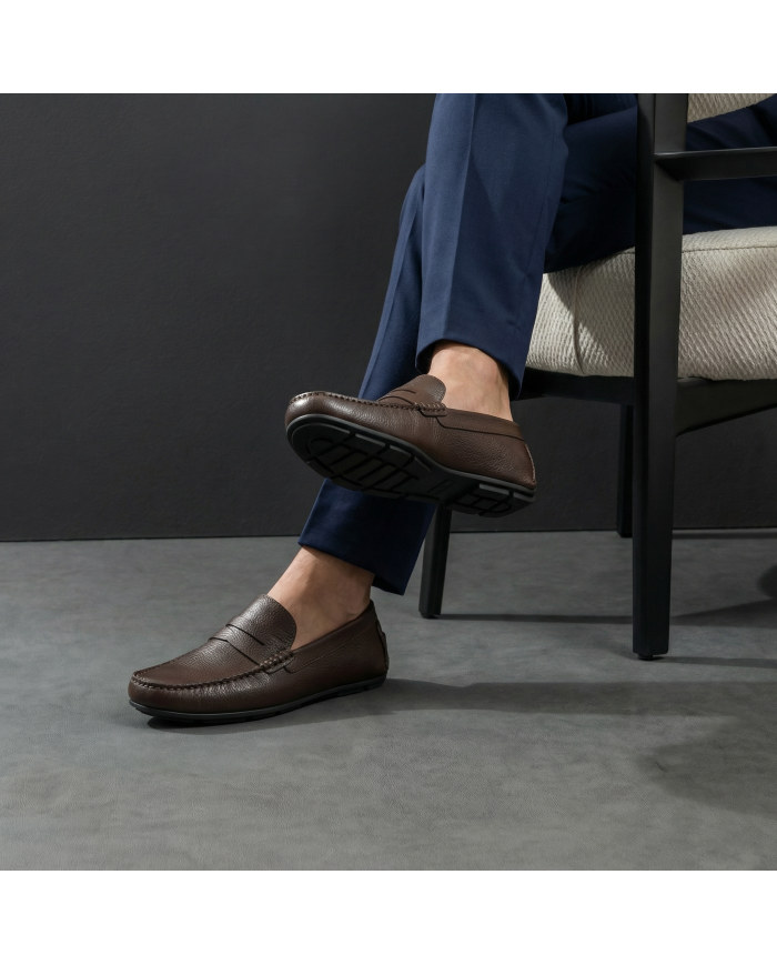 Mocassin Cuir : marron grainé