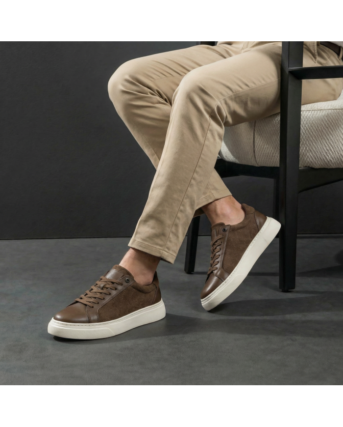 Cravate.tn |  Sneakers Cuir marron tabac