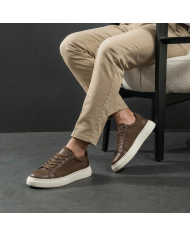 Cravate.tn |  Sneakers Cuir marron tabac