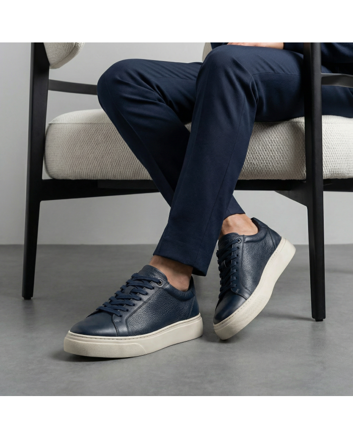 Cravate.tn |  Sneakers Cuir bleu marine