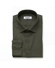 Cravate.tn | Chemise en popeline stretch Col ouvert - Vert d'olive
