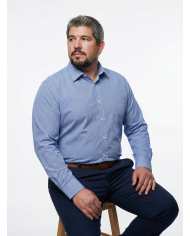 Cravate.tn | Chemise vichy Col ouverte Regular Fit - Bleu (Grande Taille)