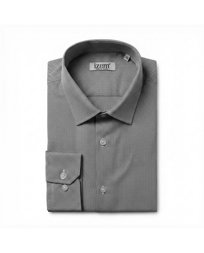 Chemise vichy Col ouverte Regular Fit - Noir (Grande Taille)