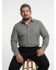 Chemise vichy Col ouverte Regular Fit - Noir (Grande Taille)