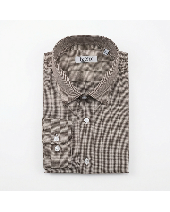 Chemise vichy Col ouverte Regular Fit - Marron (Grande Taille)