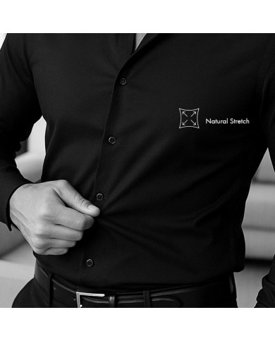 Pack 2 Chemises Col italien en popeline stretch - noir et blanche