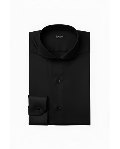 Pack 2 Chemises Col italien en popeline stretch - noir et blanche