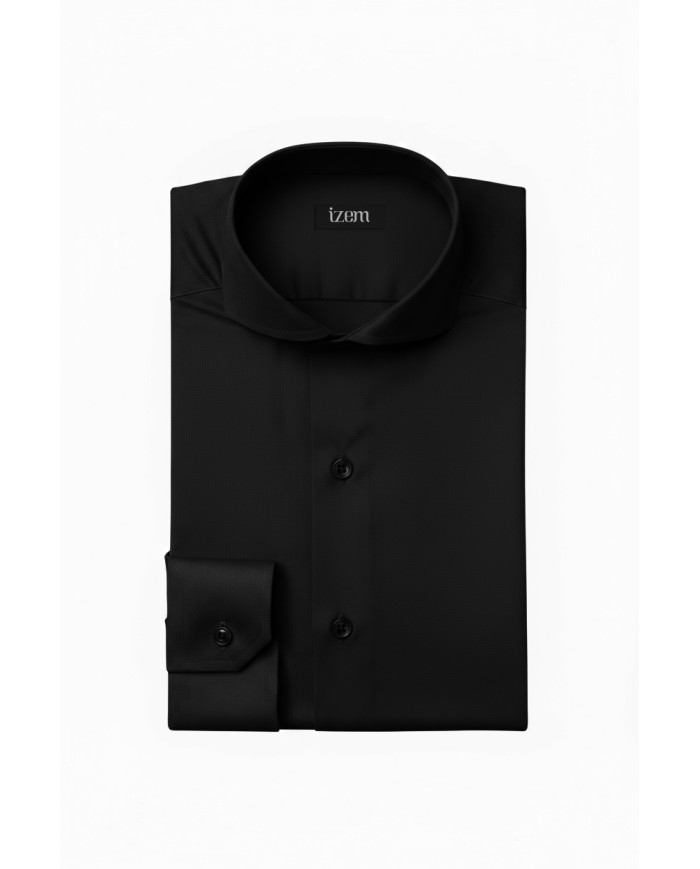 Pack 2 Chemises Col italien en popeline stretch - noir et blanche