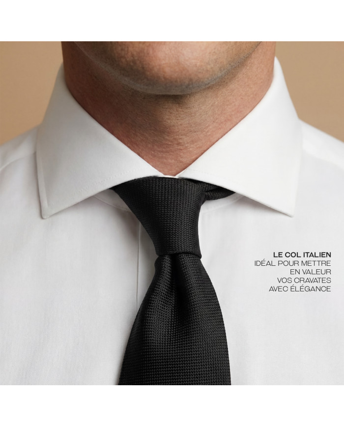 Pack 2 Chemises Col italien en popeline stretch - noir et blanche