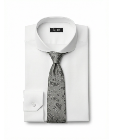 Cravate grise à motifs Paisley