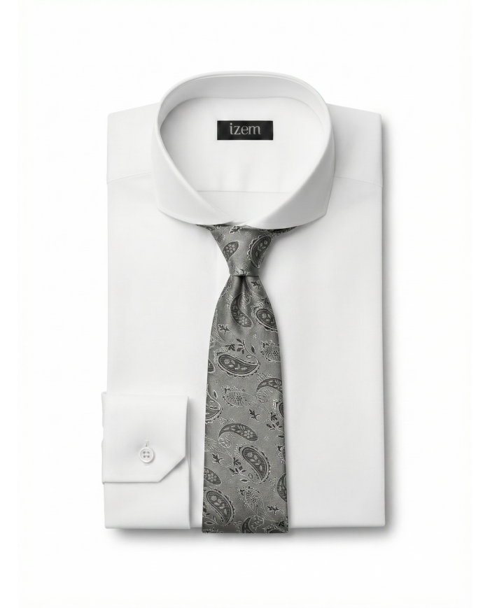 Cravate grise à motifs Paisley