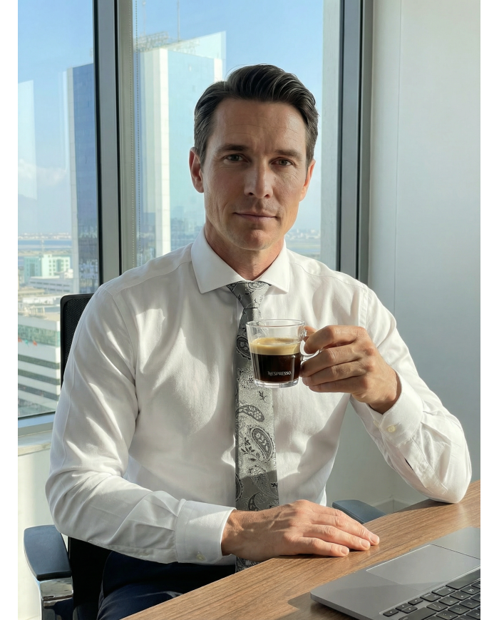 Cravate grise à motifs Paisley