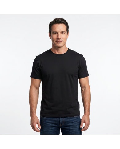 T-shirt noir col rond 100% coton