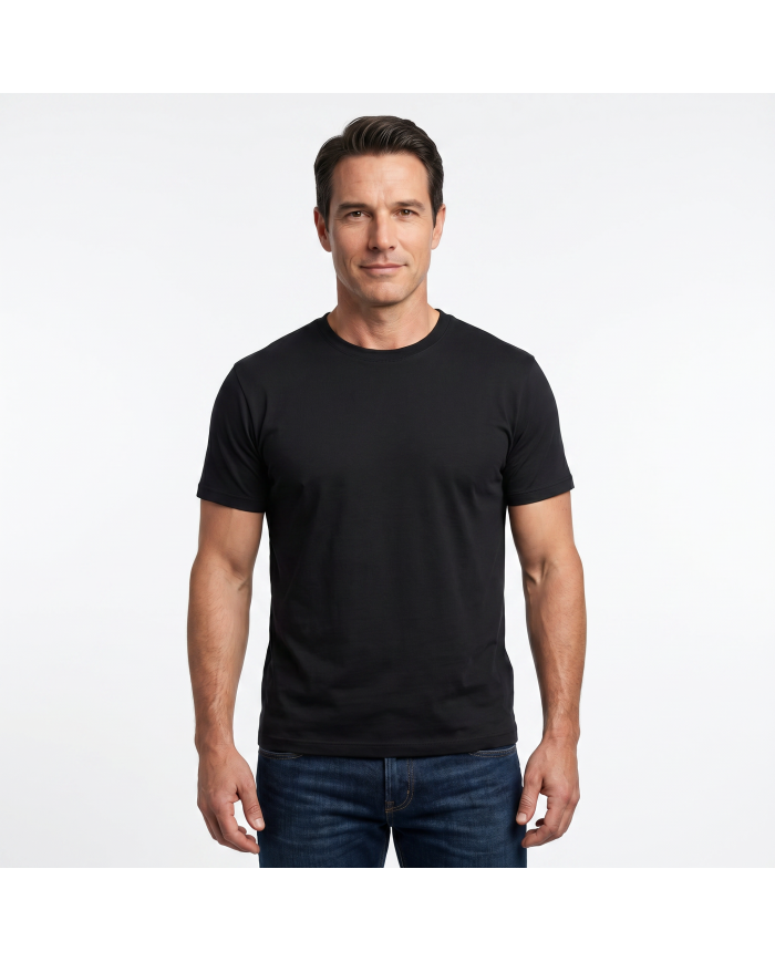 T-shirt noir col rond 100% coton