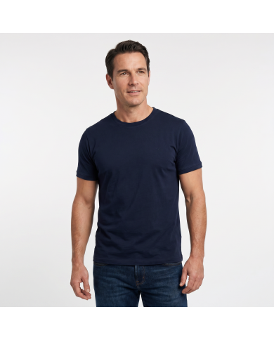 T-shirt bleu marine col rond 100% coton